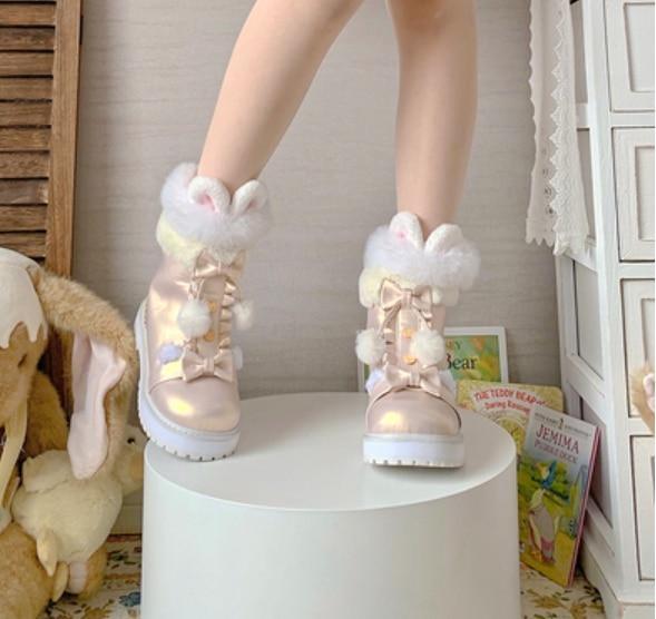 Snowy Bear Booties - anke boots, ankle baby doll biker booties