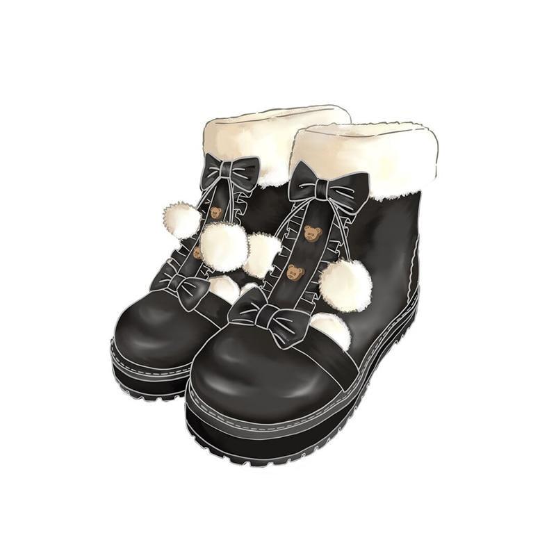 Snowy Bear Booties - anke boots, ankle baby doll biker booties