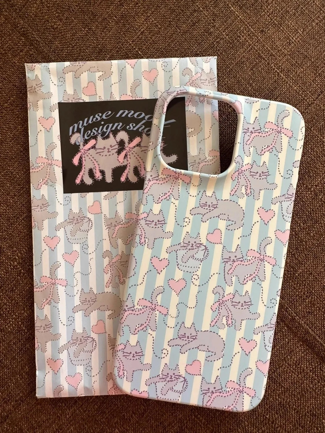 Speckle kitten iphone case - bows - hearts - iphone - pastel - phone case