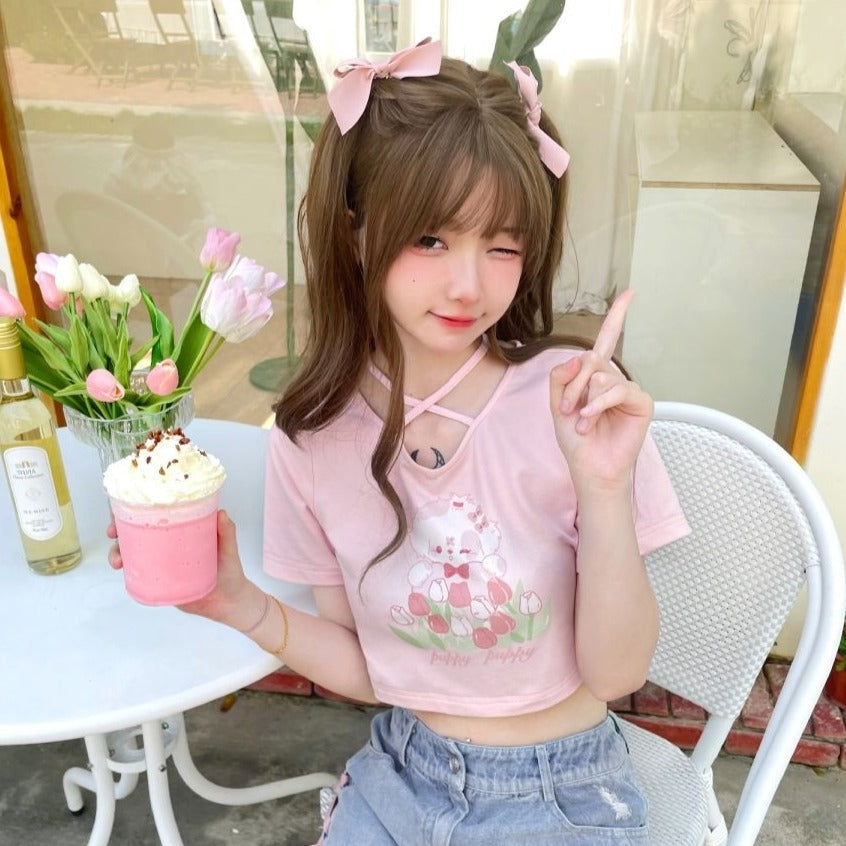 Spring Bunny Crop Top - crop top, crop tops, easter, shirts Kawaii Babe