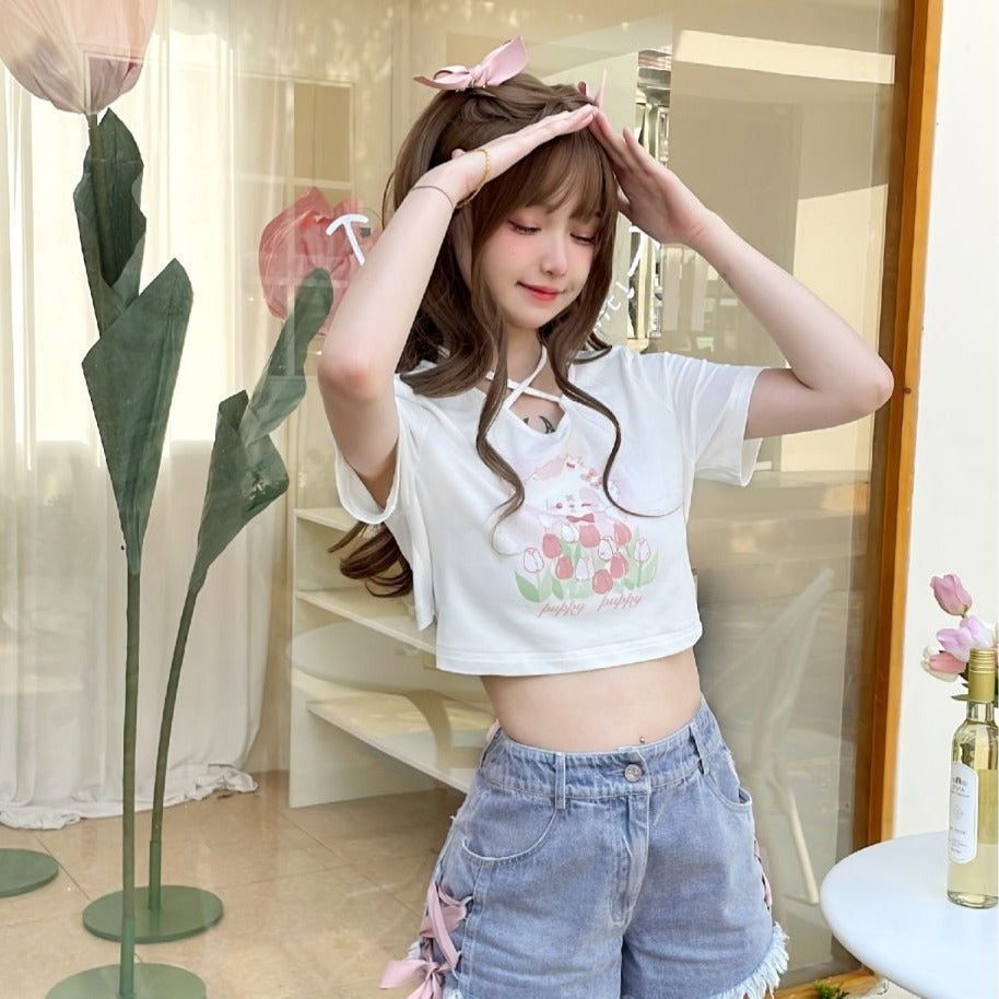 Spring Bunny Crop Top - crop top, crop tops, easter, shirts Kawaii Babe