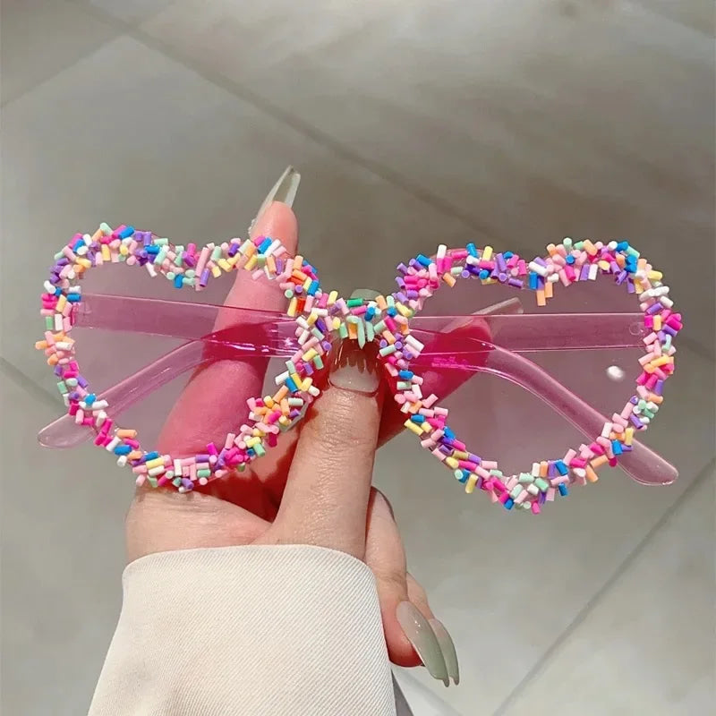 Kawaii sprinkle candy heart pink sunglasses shades