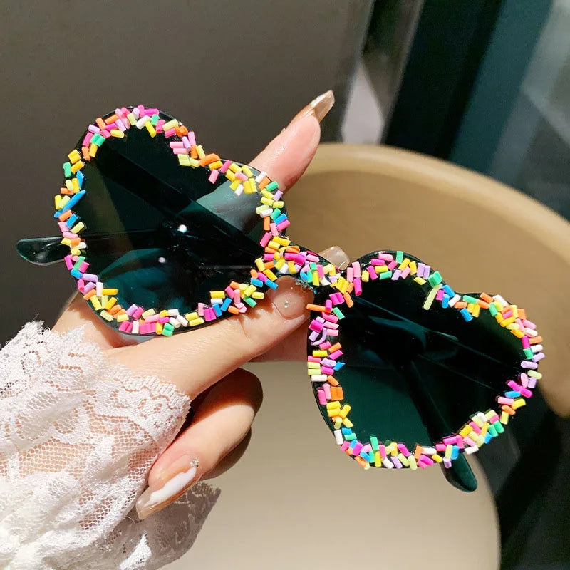 Kawaii sprinkle candy heart pink sunglasses shades