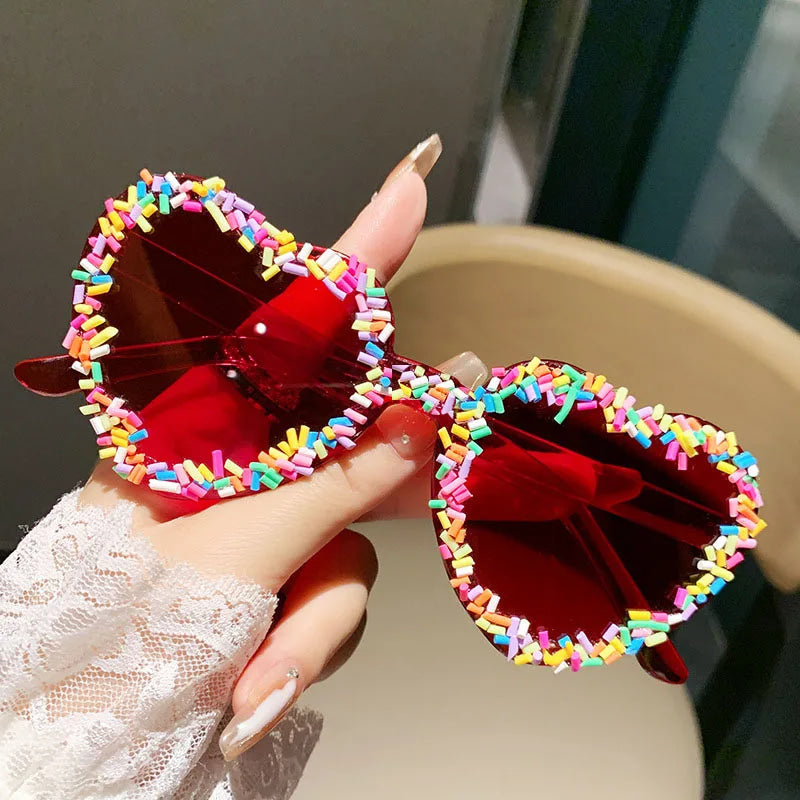 Kawaii sprinkle candy heart pink sunglasses shades
