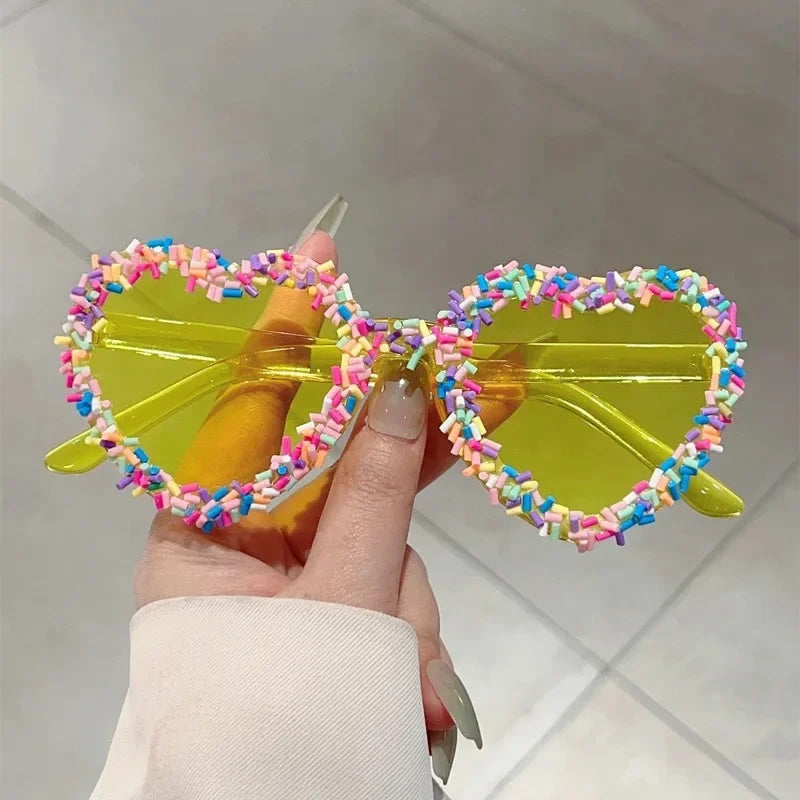 Kawaii sprinkle candy heart pink sunglasses shades
