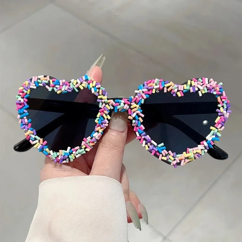 Kawaii sprinkle candy heart pink sunglasses shades