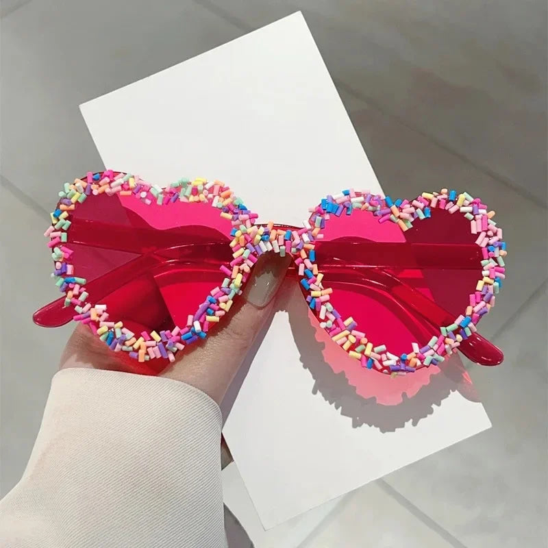 Kawaii sprinkle candy heart pink sunglasses shades