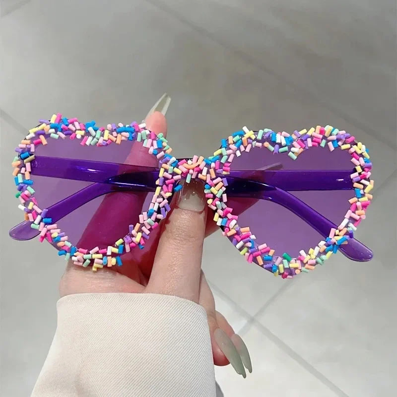 Kawaii sprinkle candy heart pink sunglasses shades
