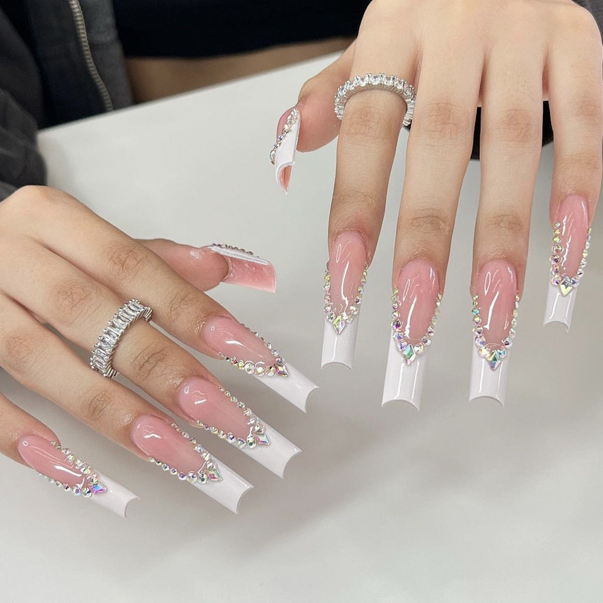 Square shape long press on nails - fake nails - kawaii - press