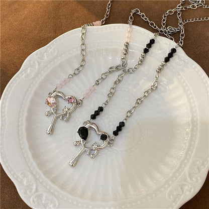 Trendy Rhinestone Melting Heart Necklace