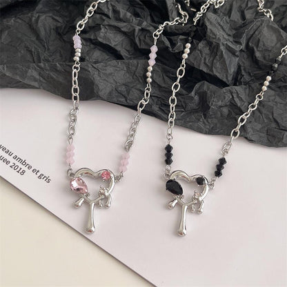 Trendy Rhinestone Melting Heart Necklace