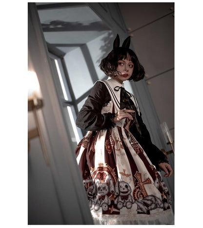 Steampunk Macabre Lolita Dress - brown dress, dresses, goth girl