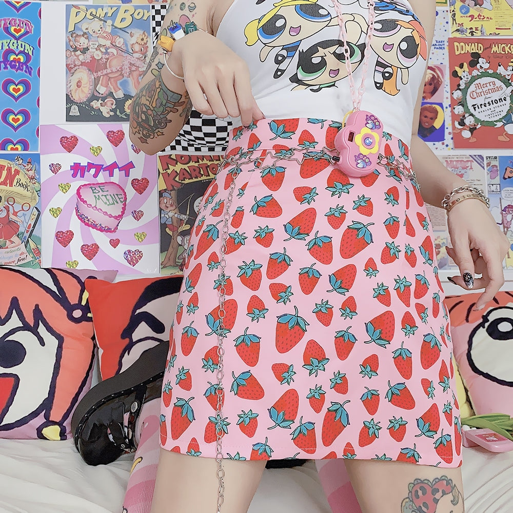 Strawbaby Skirt - pencil skirt, skirts, strawberries, strawberry