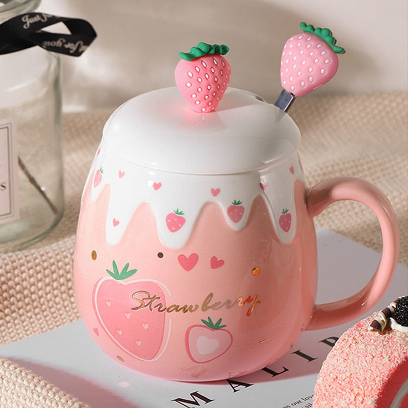 Strawberry Dessert Mugs - cups, mug, mugs, strawberry, strawberry cups Kawaii Babe