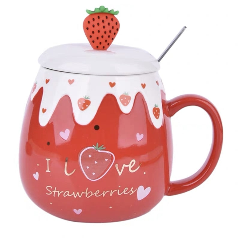 Strawberry Dessert Mugs - cups, mug, mugs, strawberry, strawberry cups Kawaii Babe