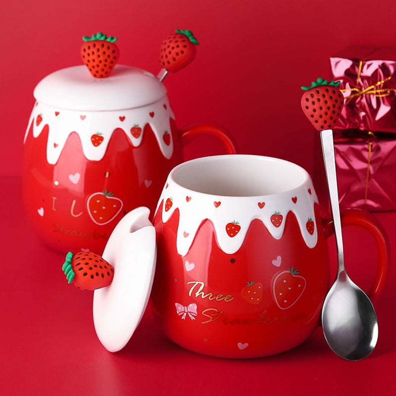 Strawberry Dessert Mugs - cups, mug, mugs, strawberry, strawberry cups Kawaii Babe