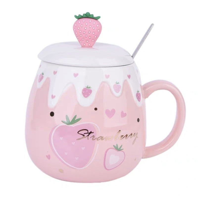 Strawberry Dessert Mugs - cups, mug, mugs, strawberry, strawberry cups Kawaii Babe
