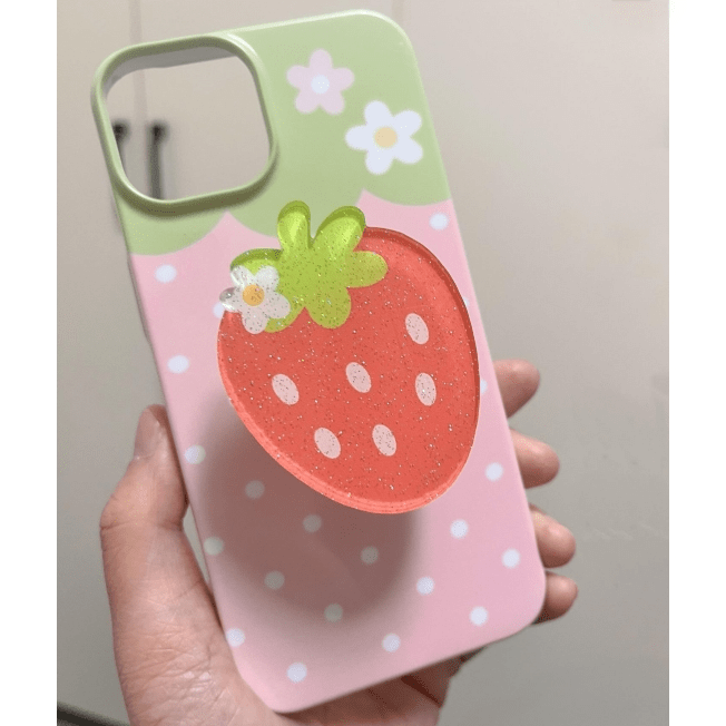 Sweet Glitter Strawberry Narutomaki Phone Stand iPhone Case