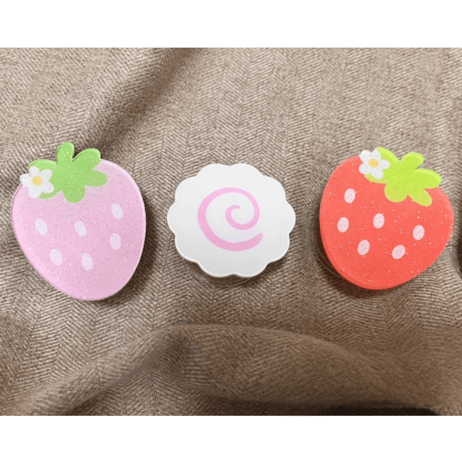 Sweet Glitter Strawberry Narutomaki Phone Stand iPhone Case