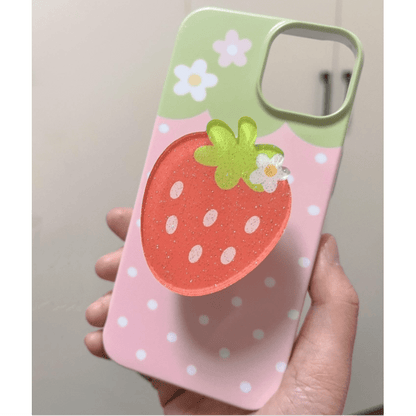 Sweet Glitter Strawberry Narutomaki Phone Stand iPhone Case