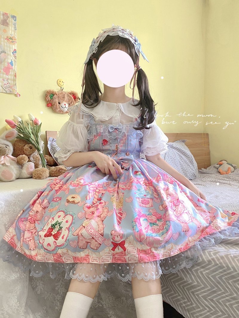 Teddy Bear Bakery Lolita Dress - baked, baked goods, bakery, cupcakes, dress