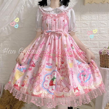 Teddy Bear Bakery Lolita Dress - baked, baked goods, bakery, cupcakes, dress