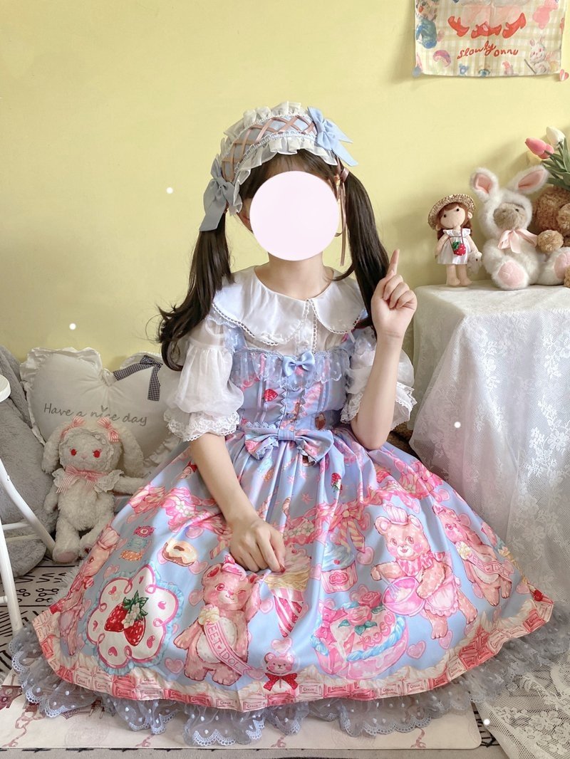 Teddy Bear Bakery Lolita Dress - baked, baked goods, bakery, cupcakes, dress