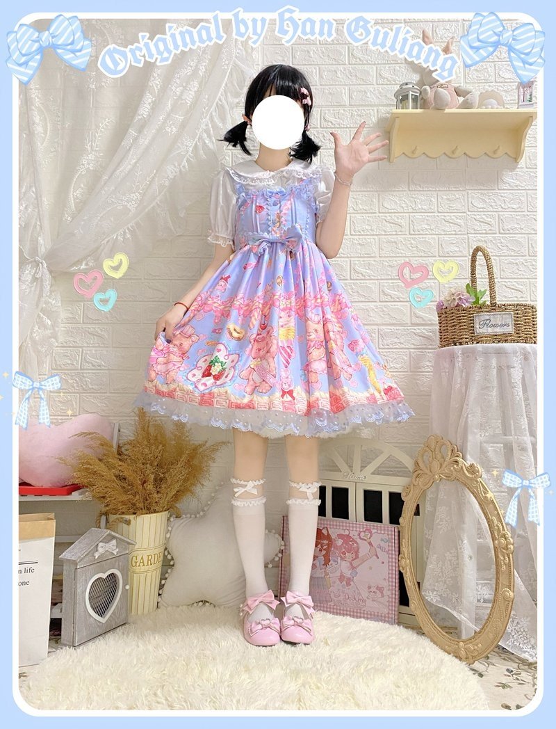 Teddy Bear Bakery Lolita Dress - baked, baked goods, bakery, cupcakes, dress