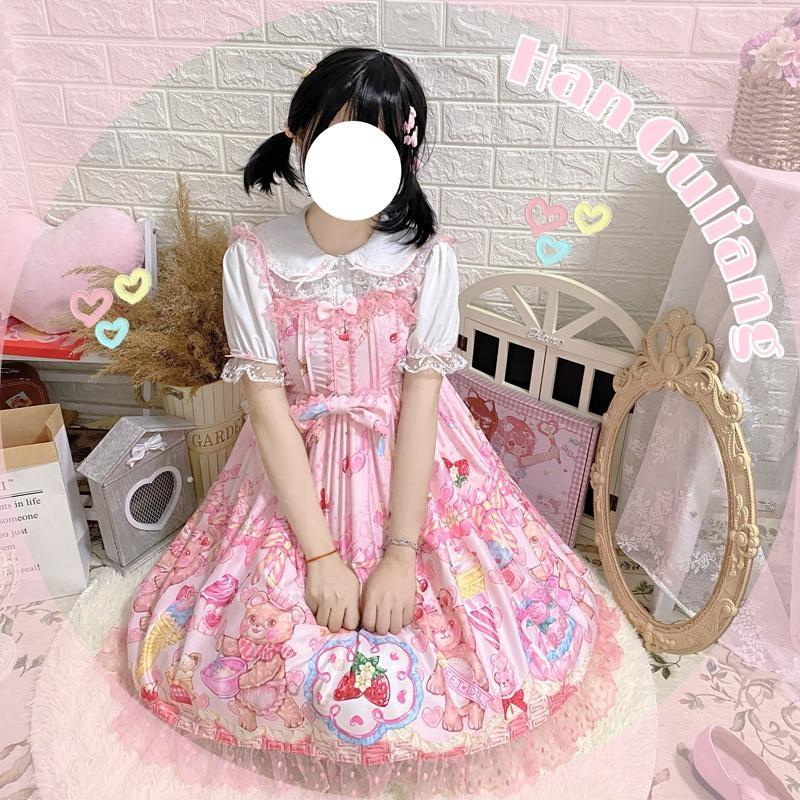 Teddy Bear Bakery Lolita Dress - baked, baked goods, bakery, cupcakes, dress