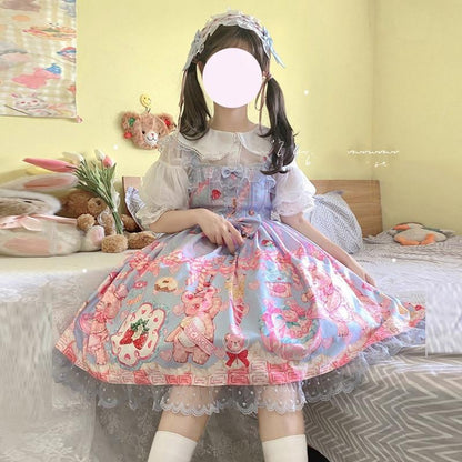 Teddy Bear Bakery Lolita Dress - baked, baked goods, bakery, cupcakes, dress