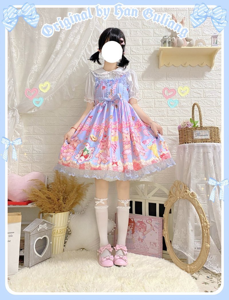 Teddy Bear Bakery Lolita Dress - baked, baked goods, bakery, cupcakes, dress