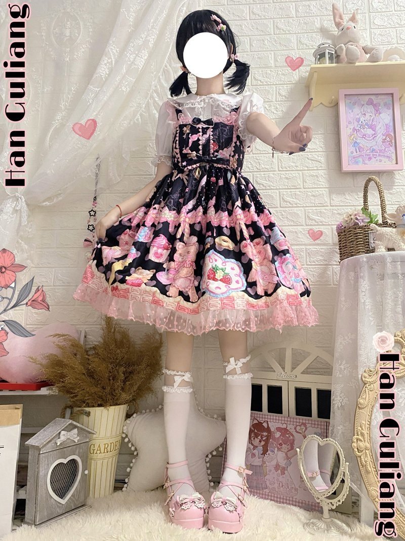 Teddy Bear Bakery Lolita Dress - baked, baked goods, bakery, cupcakes, dress