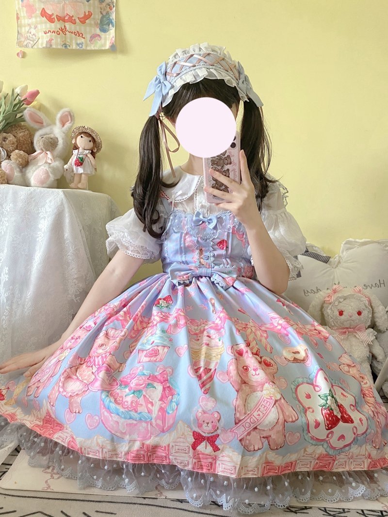 Teddy Bear Bakery Lolita Dress - baked, baked goods, bakery, cupcakes, dress