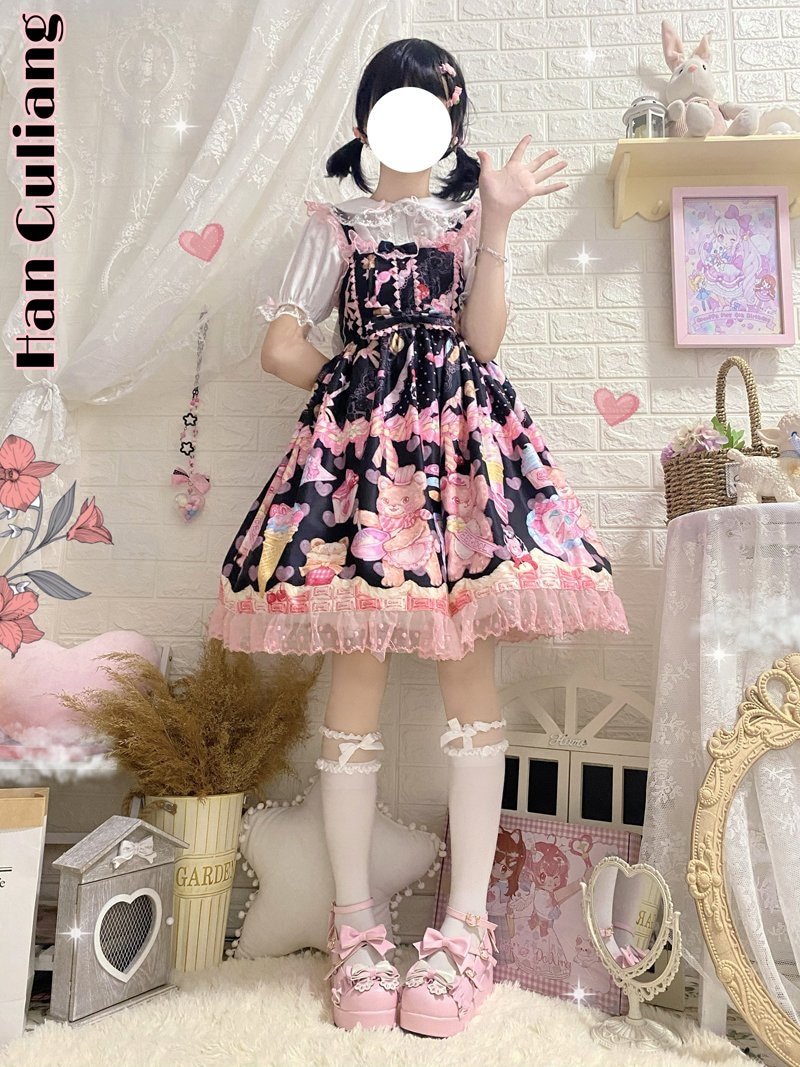 Teddy Bear Bakery Lolita Dress - baked, baked goods, bakery, cupcakes, dress