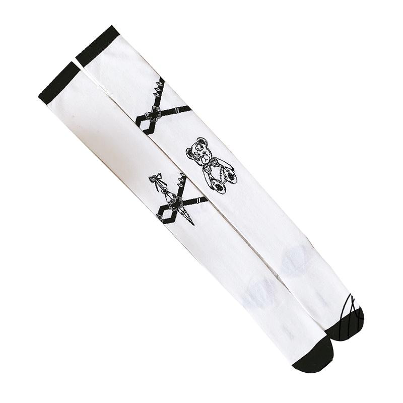 Teddy Bear Blade Lolita Stockings - bear, blade, creepy cute, gothic lolita, knife