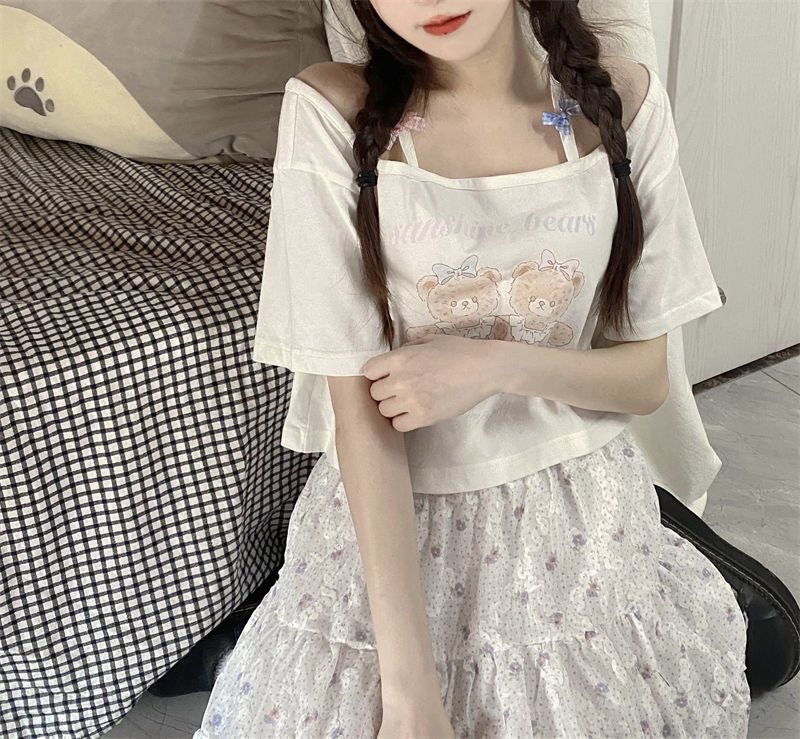 Teddy Bear Friends Tee - crop tops, plus size, plus sizes, teddy, teddy bear Kawaii Babe