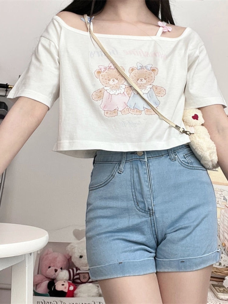 Teddy Bear Friends Tee - crop tops, plus size, plus sizes, teddy, teddy bear Kawaii Babe