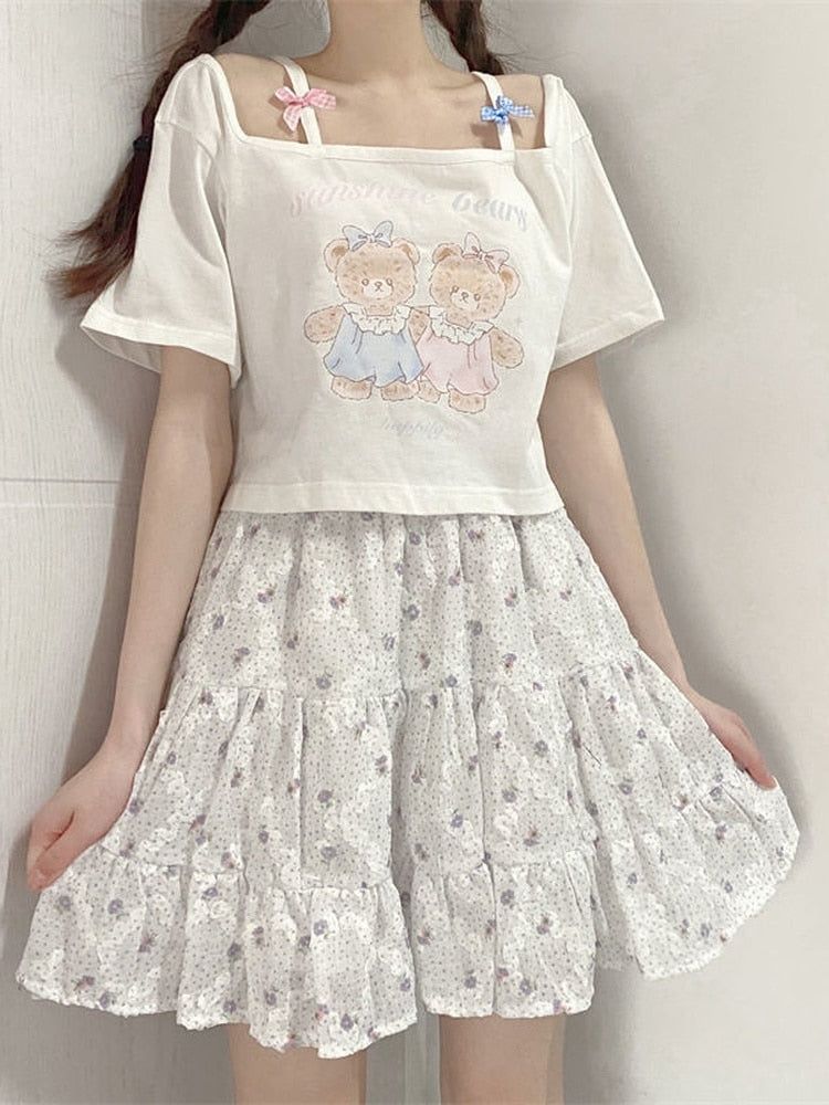 Teddy Bear Friends Tee - crop tops, plus size, plus sizes, teddy, teddy bear Kawaii Babe