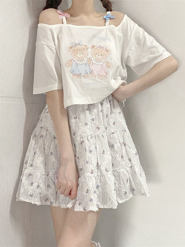 Teddy Bear Friends Tee - crop tops, plus size, plus sizes, teddy, teddy bear Kawaii Babe