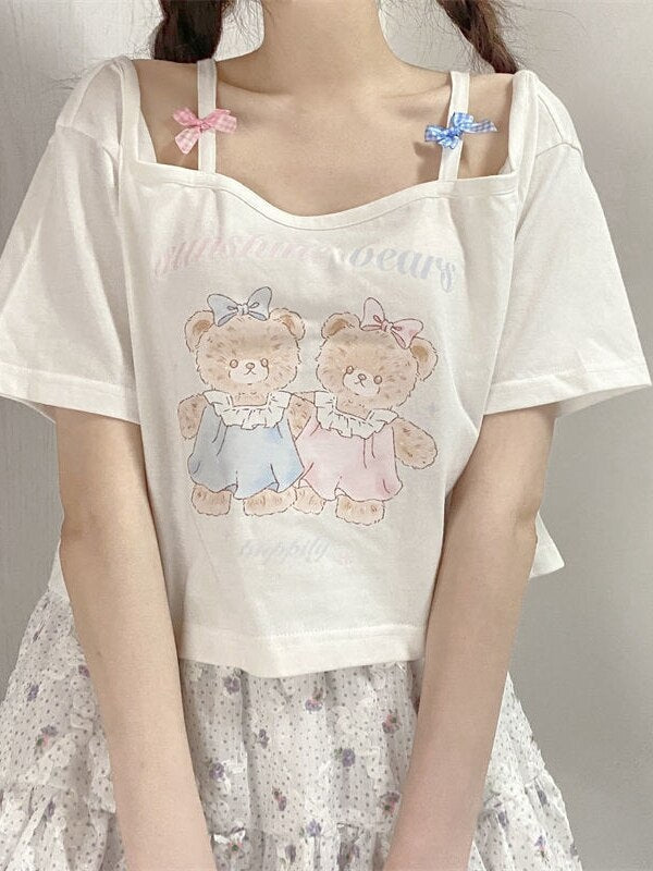 Teddy Bear Friends Tee - crop tops, plus size, plus sizes, teddy, teddy bear Kawaii Babe