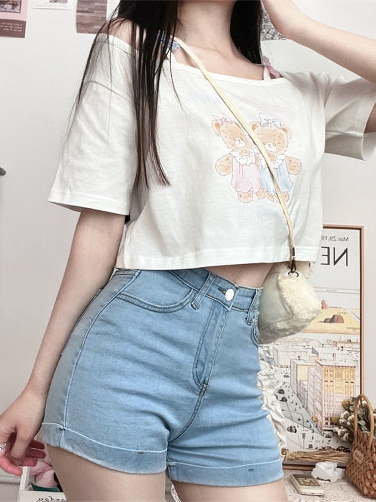 Teddy Bear Friends Tee - crop tops, plus size, plus sizes, teddy, teddy bear Kawaii Babe