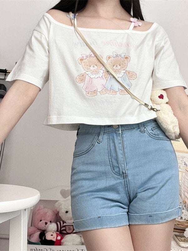 Teddy Bear Friends Tee - crop tops, plus size, plus sizes, teddy, teddy bear Kawaii Babe