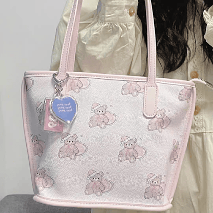 Sac en cuir avec ours kawaii