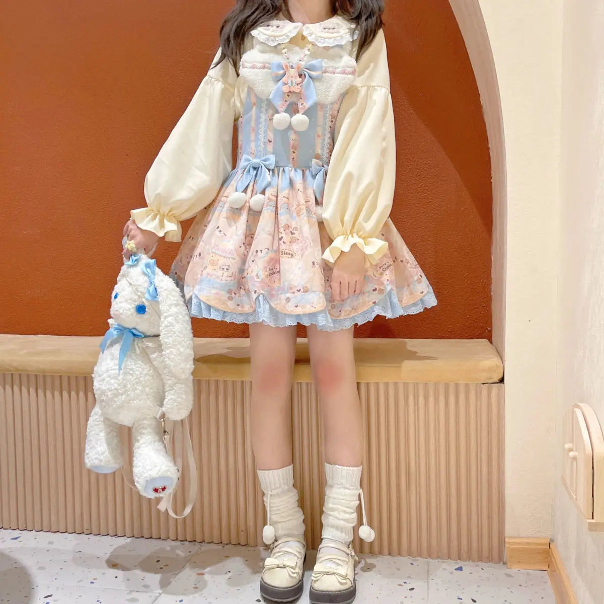 Teddy collared lolita blouse - bear shirt - blouse - collared - lolita - long