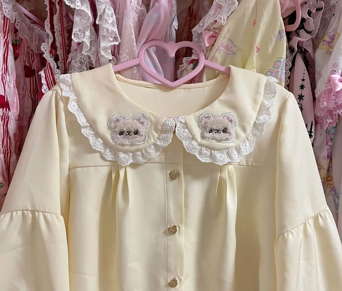 Teddy collared lolita blouse - bear shirt - blouse - collared - lolita - long