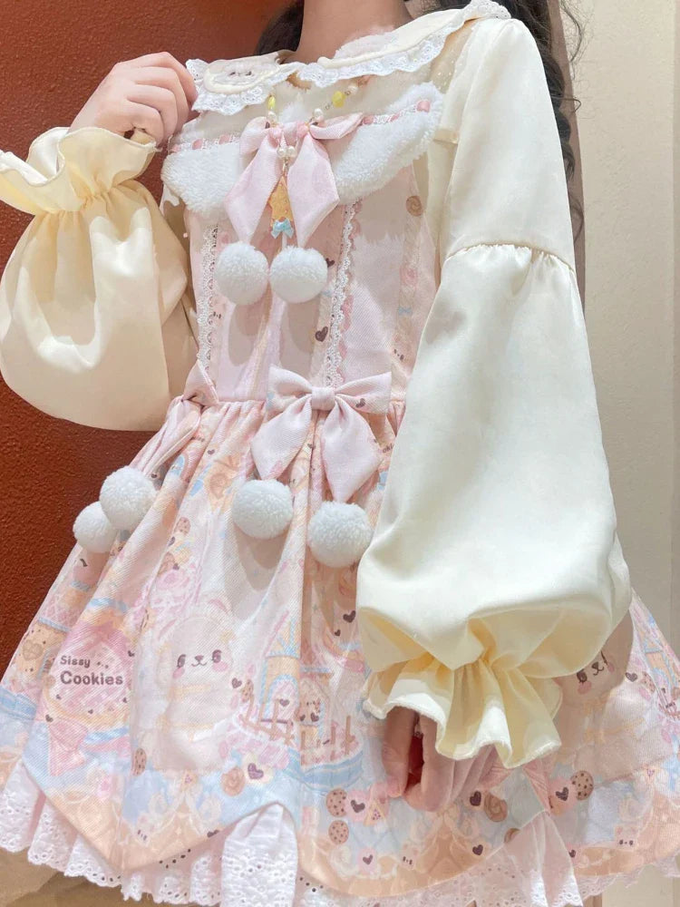 Teddy collared lolita blouse - bear shirt - blouse - collared - lolita - long