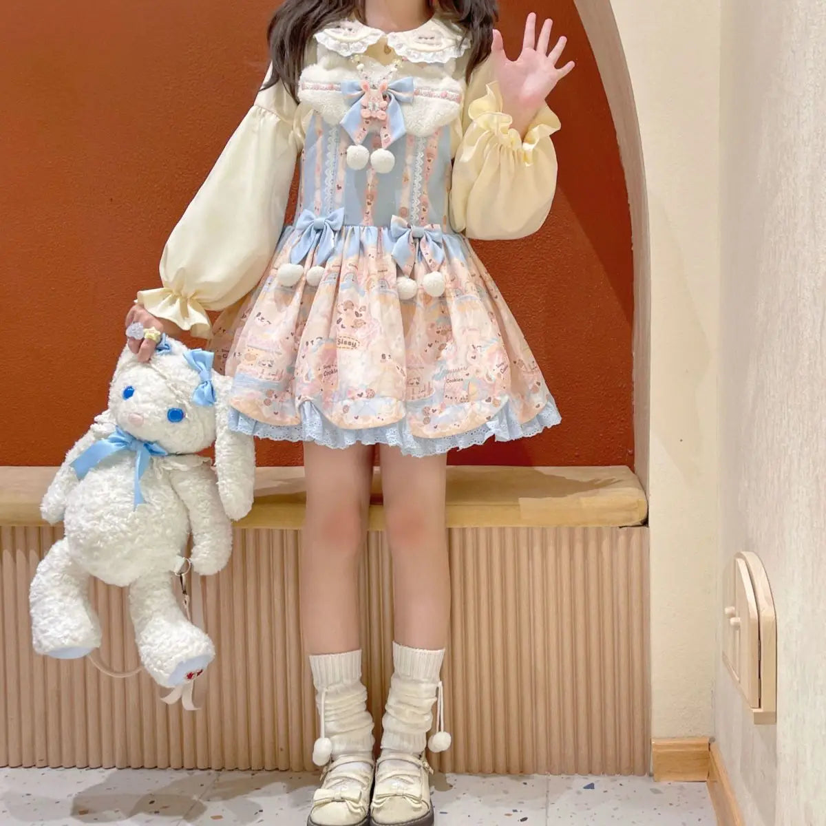 Teddy collared lolita blouse - bear shirt - blouse - collared - lolita - long