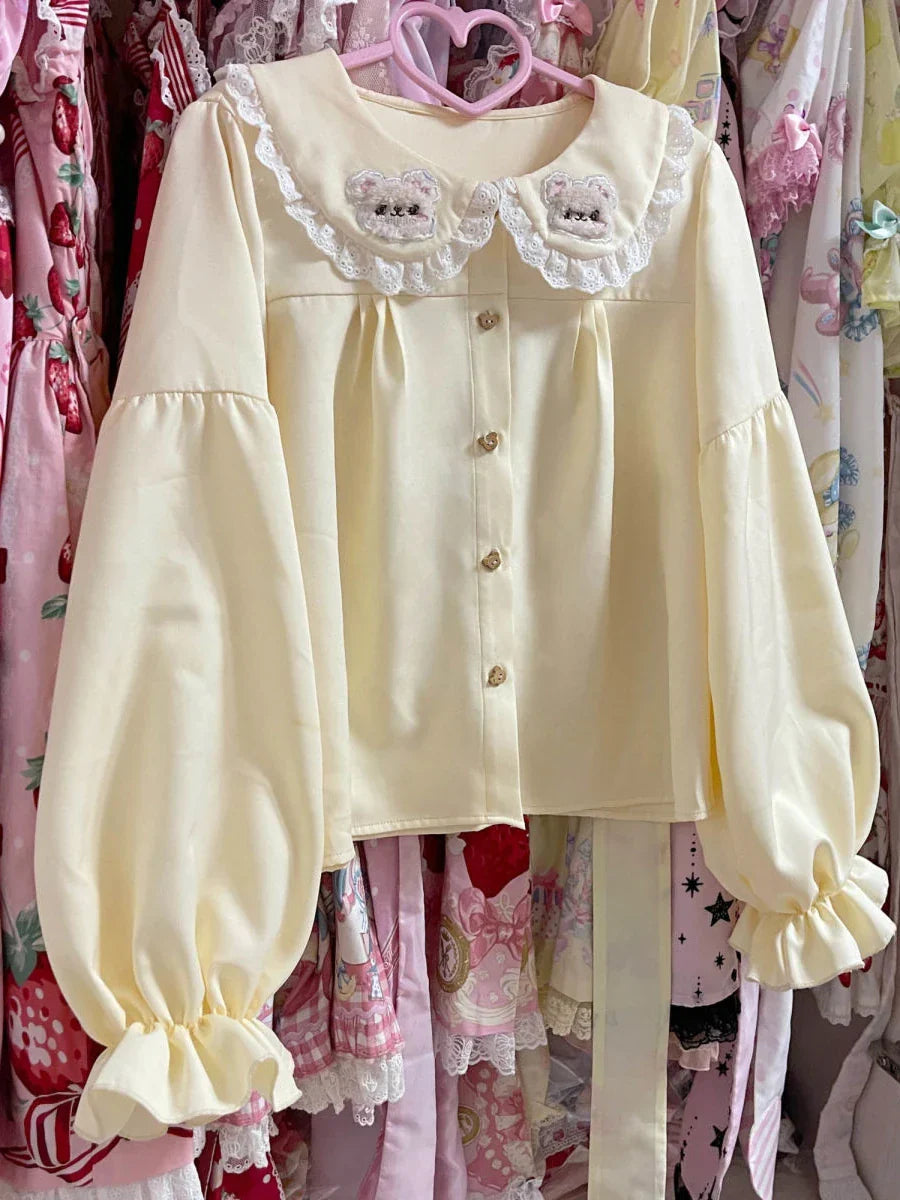 Teddy collared lolita blouse - bear shirt - blouse - collared - lolita - long