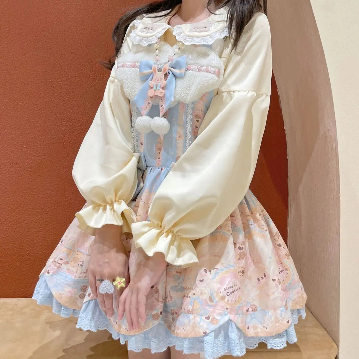 Teddy collared lolita blouse - bear shirt - blouse - collared - lolita - long