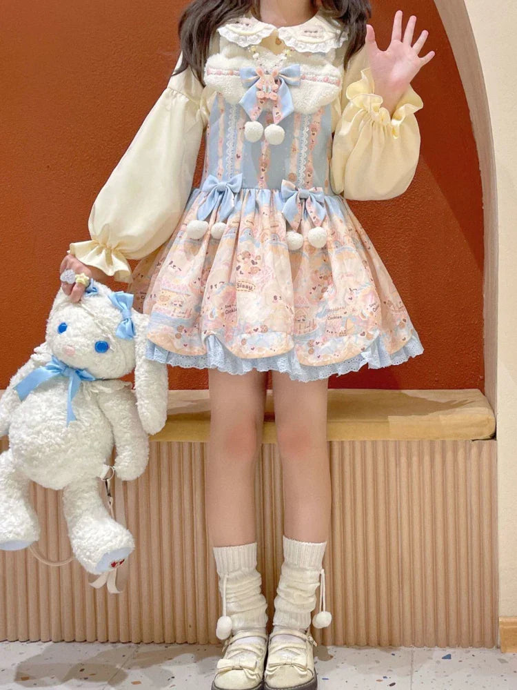 Teddy collared lolita blouse - bear shirt - blouse - collared - lolita - long